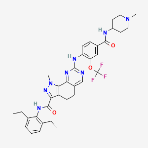 molecular formula C35H39F3N8O3 B1139135 N-(2,6-二乙基苯基)-1-甲基-8-({4-[(1-甲基哌啶-4-基)氨基甲酰基]-2-(三氟甲氧基)苯基}氨基)-4,5-二氢-1H-吡唑并[4,3-H]喹唑啉-3-甲酰胺 CAS No. 1202055-32-0