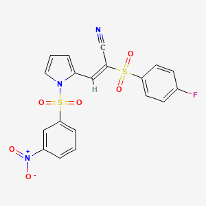 B1139141 (E)-2-(4-fluorophenyl)sulfonyl-3-[1-(3-nitrophenyl)sulfonylpyrrol-2-yl]prop-2-enenitrile CAS No. 1313613-09-0