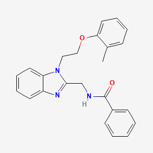 molecular formula C24H23N3O2 B11391426 N-({1-[2-(2-methylphenoxy)ethyl]-1H-benzimidazol-2-yl}methyl)benzamide 