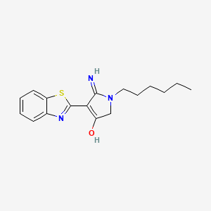 molecular formula C17H21N3OS B11391436 5-Amino-4-(1,3-benzothiazol-2-YL)-1-hexyl-2,3-dihydro-1H-pyrrol-3-one 