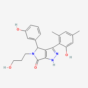 molecular formula C22H23N3O4 B11391446 3-(2-hydroxy-4,6-dimethylphenyl)-4-(3-hydroxyphenyl)-5-(3-hydroxypropyl)-4,5-dihydropyrrolo[3,4-c]pyrazol-6(1H)-one 