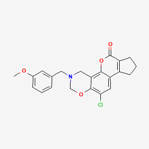 molecular formula C22H20ClNO4 B11391505 11-chloro-3-(3-methoxybenzyl)-3,4,8,9-tetrahydro-2H-cyclopenta[3,4]chromeno[8,7-e][1,3]oxazin-6(7H)-one 