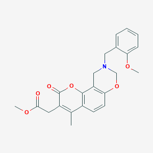 molecular formula C23H23NO6 B11391537 methyl [9-(2-methoxybenzyl)-4-methyl-2-oxo-9,10-dihydro-2H,8H-chromeno[8,7-e][1,3]oxazin-3-yl]acetate 