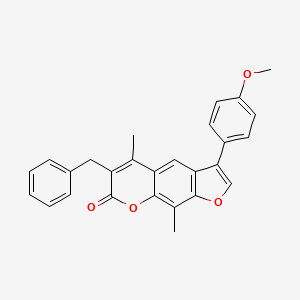 molecular formula C27H22O4 B11391543 6-benzyl-3-(4-methoxyphenyl)-5,9-dimethyl-7H-furo[3,2-g]chromen-7-one 