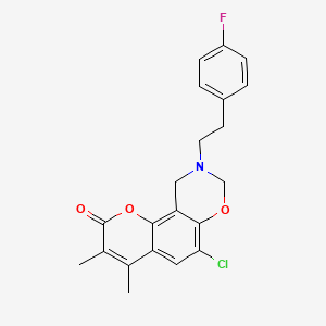 molecular formula C21H19ClFNO3 B11391551 6-chloro-9-[2-(4-fluorophenyl)ethyl]-3,4-dimethyl-9,10-dihydro-2H,8H-chromeno[8,7-e][1,3]oxazin-2-one 