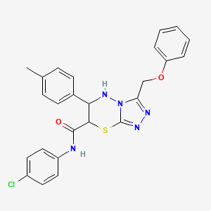 molecular formula C25H22ClN5O2S B11391572 N-(4-chlorophenyl)-6-(4-methylphenyl)-3-(phenoxymethyl)-6,7-dihydro-5H-[1,2,4]triazolo[3,4-b][1,3,4]thiadiazine-7-carboxamide 