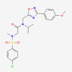 molecular formula C22H25ClN4O5S B11391584 N-{[3-(4-Methoxyphenyl)-1,2,4-oxadiazol-5-YL]methyl}-2-(N-methyl4-chlorobenzenesulfonamido)-N-(propan-2-YL)acetamide 