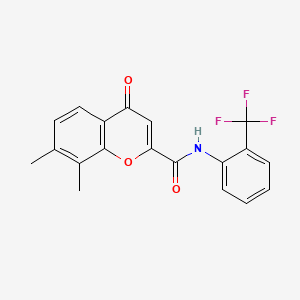 molecular formula C19H14F3NO3 B11391632 7,8-dimethyl-4-oxo-N-[2-(trifluoromethyl)phenyl]-4H-chromene-2-carboxamide 