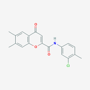 molecular formula C19H16ClNO3 B11391653 N-(3-chloro-4-methylphenyl)-6,7-dimethyl-4-oxo-4H-chromene-2-carboxamide 