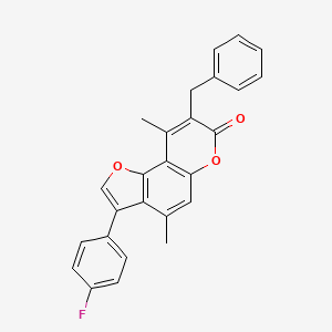 8-benzyl-3-(4-fluorophenyl)-4,9-dimethyl-7H-furo[2,3-f]chromen-7-one