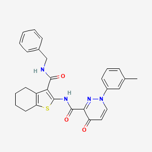 molecular formula C28H26N4O3S B11391773 N-[3-(benzylcarbamoyl)-4,5,6,7-tetrahydro-1-benzothiophen-2-yl]-1-(3-methylphenyl)-4-oxo-1,4-dihydropyridazine-3-carboxamide 