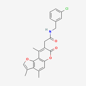 molecular formula C23H20ClNO4 B11391802 N-(3-chlorobenzyl)-2-(3,4,9-trimethyl-7-oxo-7H-furo[2,3-f]chromen-8-yl)acetamide 