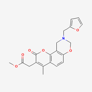 methyl [9-(furan-2-ylmethyl)-4-methyl-2-oxo-9,10-dihydro-2H,8H-chromeno[8,7-e][1,3]oxazin-3-yl]acetate