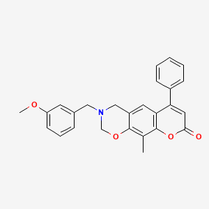 molecular formula C26H23NO4 B11391849 3-(3-methoxybenzyl)-10-methyl-6-phenyl-3,4-dihydro-2H,8H-chromeno[6,7-e][1,3]oxazin-8-one 