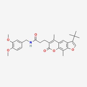 3-(3-tert-butyl-5,9-dimethyl-7-oxo-7H-furo[3,2-g]chromen-6-yl)-N-(3,4-dimethoxybenzyl)propanamide