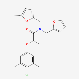 2-(4-chloro-3,5-dimethylphenoxy)-N-(furan-2-ylmethyl)-N-[(5-methylfuran-2-yl)methyl]propanamide