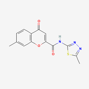 molecular formula C14H11N3O3S B11391912 7-methyl-N-(5-methyl-1,3,4-thiadiazol-2-yl)-4-oxo-4H-chromene-2-carboxamide 