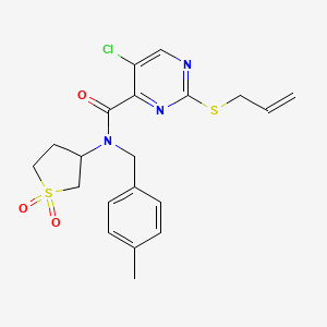 molecular formula C20H22ClN3O3S2 B11391978 5-chloro-N-(1,1-dioxidotetrahydrothiophen-3-yl)-N-(4-methylbenzyl)-2-(prop-2-en-1-ylsulfanyl)pyrimidine-4-carboxamide 