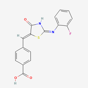 molecular formula C17H11FN2O3S B1139202 4-[(Z)-{(2Z)-2-[(2-氟苯基)亚氨基]-4-氧代-1,3-噻唑烷-5-亚烯基}甲基]苯甲酸 CAS No. 494191-73-0