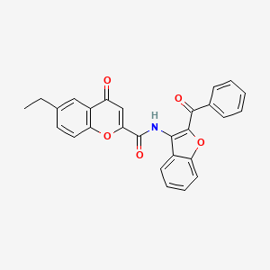 N-(2-benzoyl-1-benzofuran-3-yl)-6-ethyl-4-oxo-4H-chromene-2-carboxamide