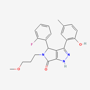 molecular formula C22H22FN3O3 B11392113 4-(2-fluorophenyl)-3-(2-hydroxy-5-methylphenyl)-5-(3-methoxypropyl)-4,5-dihydropyrrolo[3,4-c]pyrazol-6(1H)-one 