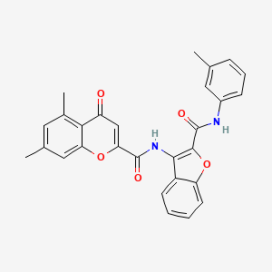 molecular formula C28H22N2O5 B11392154 5,7-dimethyl-N-{2-[(3-methylphenyl)carbamoyl]-1-benzofuran-3-yl}-4-oxo-4H-chromene-2-carboxamide 