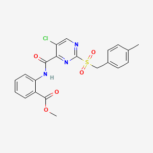 molecular formula C21H18ClN3O5S B11392180 Methyl 2-[({5-chloro-2-[(4-methylbenzyl)sulfonyl]pyrimidin-4-yl}carbonyl)amino]benzoate 