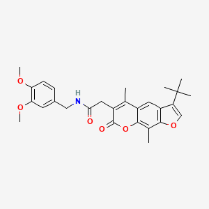 2-(3-tert-butyl-5,9-dimethyl-7-oxo-7H-furo[3,2-g]chromen-6-yl)-N-(3,4-dimethoxybenzyl)acetamide