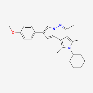 4-cyclohexyl-11-(4-methoxyphenyl)-3,5,7-trimethyl-4,8,9-triazatricyclo[7.3.0.02,6]dodeca-1(12),2,5,7,10-pentaene