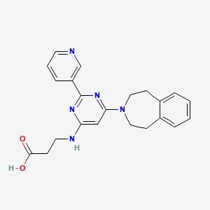 molecular formula C22H23N5O2 B1139221 3-[[2-(3-吡啶基)-6-(1,2,4,5-四氢-3-苯并氮杂菲-3-基)-4-嘧啶基]氨基]丙酸 CAS No. 1394854-52-4