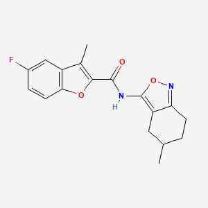 molecular formula C18H17FN2O3 B11392219 5-fluoro-3-methyl-N-(5-methyl-4,5,6,7-tetrahydro-2,1-benzisoxazol-3-yl)-1-benzofuran-2-carboxamide 