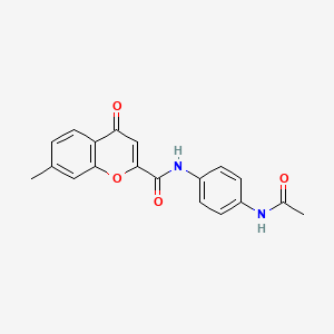 molecular formula C19H16N2O4 B11392228 N-[4-(acetylamino)phenyl]-7-methyl-4-oxo-4H-chromene-2-carboxamide 