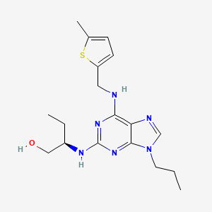 molecular formula C18H26N6OS B1139224 (2R)-2-[[6-[(5-methylthiophen-2-yl)methylamino]-9-propylpurin-2-yl]amino]butan-1-ol CAS No. 1402821-41-3
