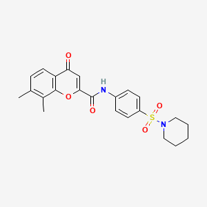 molecular formula C23H24N2O5S B11392268 7,8-dimethyl-4-oxo-N-[4-(piperidin-1-ylsulfonyl)phenyl]-4H-chromene-2-carboxamide 