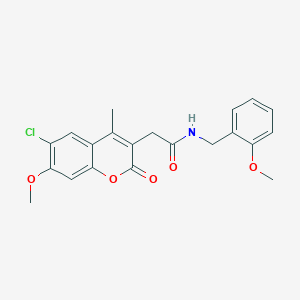 molecular formula C21H20ClNO5 B11392296 2-(6-chloro-7-methoxy-4-methyl-2-oxo-2H-chromen-3-yl)-N-(2-methoxybenzyl)acetamide 