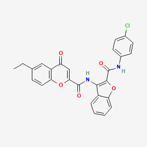 N-{2-[(4-chlorophenyl)carbamoyl]-1-benzofuran-3-yl}-6-ethyl-4-oxo-4H-chromene-2-carboxamide