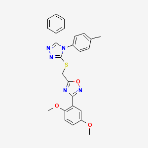 3-(2,5-dimethoxyphenyl)-5-({[4-(4-methylphenyl)-5-phenyl-4H-1,2,4-triazol-3-yl]sulfanyl}methyl)-1,2,4-oxadiazole