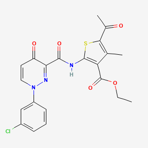 molecular formula C21H18ClN3O5S B11392382 Ethyl 5-acetyl-2-({[1-(3-chlorophenyl)-4-oxo-1,4-dihydropyridazin-3-yl]carbonyl}amino)-4-methylthiophene-3-carboxylate 