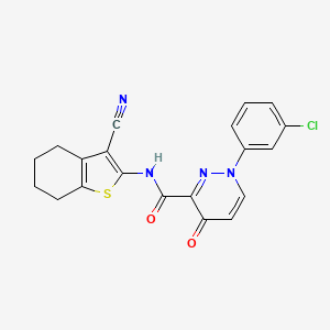 molecular formula C20H15ClN4O2S B11392403 1-(3-chlorophenyl)-N-(3-cyano-4,5,6,7-tetrahydro-1-benzothiophen-2-yl)-4-oxo-1,4-dihydropyridazine-3-carboxamide 