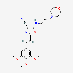 5-{[3-(morpholin-4-yl)propyl]amino}-2-[(E)-2-(3,4,5-trimethoxyphenyl)ethenyl]-1,3-oxazole-4-carbonitrile