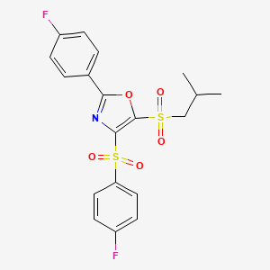 molecular formula C19H17F2NO5S2 B11392473 2-(4-Fluorophenyl)-4-[(4-fluorophenyl)sulfonyl]-5-(isobutylsulfonyl)-1,3-oxazole 