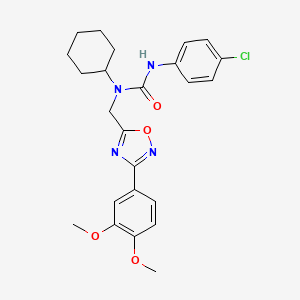 3-(4-Chlorophenyl)-1-cyclohexyl-1-{[3-(3,4-dimethoxyphenyl)-1,2,4-oxadiazol-5-yl]methyl}urea