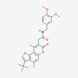 2-(3-tert-butyl-4,9-dimethyl-7-oxo-7H-furo[2,3-f]chromen-8-yl)-N-(3,4-dimethoxybenzyl)acetamide