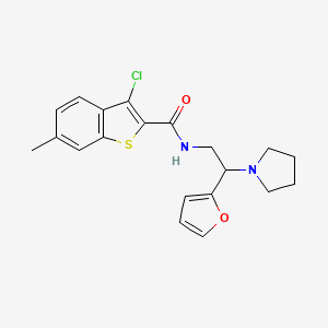 molecular formula C20H21ClN2O2S B11392535 3-chloro-N-[2-(furan-2-yl)-2-(pyrrolidin-1-yl)ethyl]-6-methyl-1-benzothiophene-2-carboxamide 