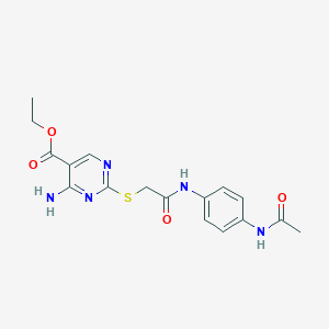 Ethyl 2-[(2-{[4-(acetylamino)phenyl]amino}-2-oxoethyl)sulfanyl]-4-aminopyrimidine-5-carboxylate