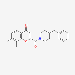 molecular formula C24H25NO3 B11392609 2-[(4-benzylpiperidin-1-yl)carbonyl]-7,8-dimethyl-4H-chromen-4-one 