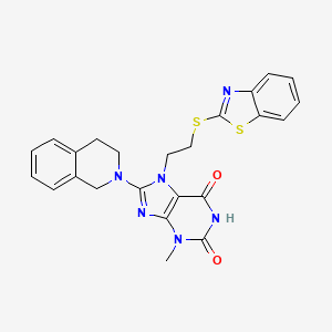 7-[2-(1,3-benzothiazol-2-ylsulfanyl)ethyl]-8-(3,4-dihydro-1H-isoquinolin-2-yl)-3-methylpurine-2,6-dione