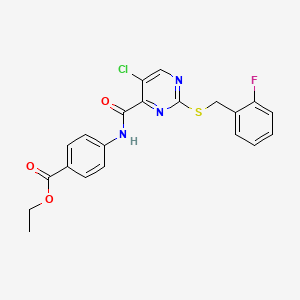 Ethyl 4-[({5-chloro-2-[(2-fluorobenzyl)sulfanyl]pyrimidin-4-yl}carbonyl)amino]benzoate