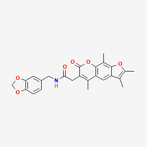 N-(1,3-benzodioxol-5-ylmethyl)-2-(2,3,5,9-tetramethyl-7-oxo-7H-furo[3,2-g]chromen-6-yl)acetamide