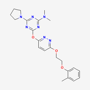 N,N-dimethyl-4-({6-[2-(2-methylphenoxy)ethoxy]pyridazin-3-yl}oxy)-6-(pyrrolidin-1-yl)-1,3,5-triazin-2-amine